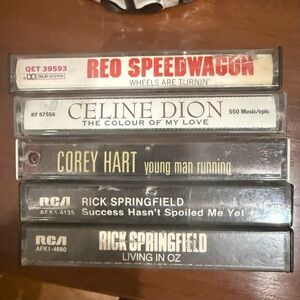 Lot Of 5 Soft‎ Rock of the 80's 90’s Cassettes Celine , REO, Hart, 2 Springfield